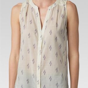 PAIGE Cream and Purple Sleeveless Blouse